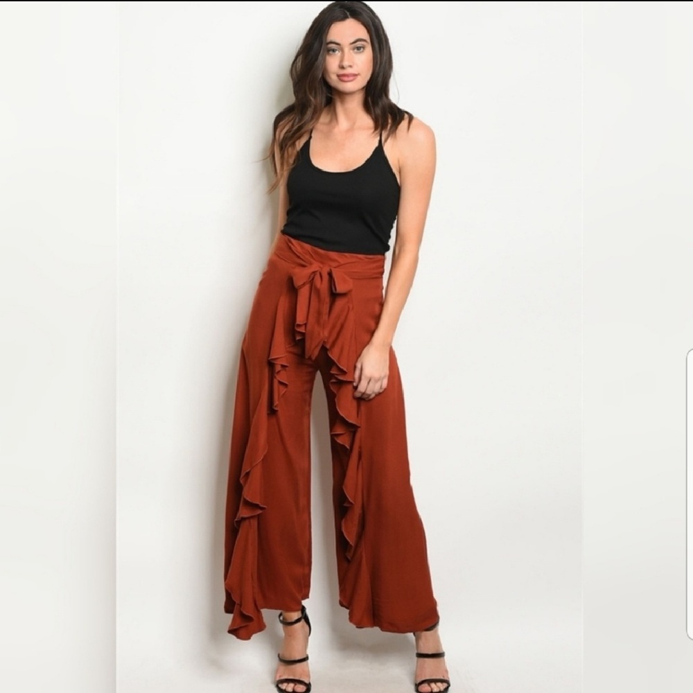 โฌ๏ธ๐HP๐โดLAST 1โดRuffle Tie Waist Pants - Picture 4 of 5